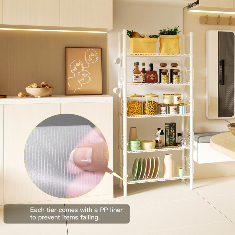 White 5-Tier Metal Storage Rack with Adjustable Shelves