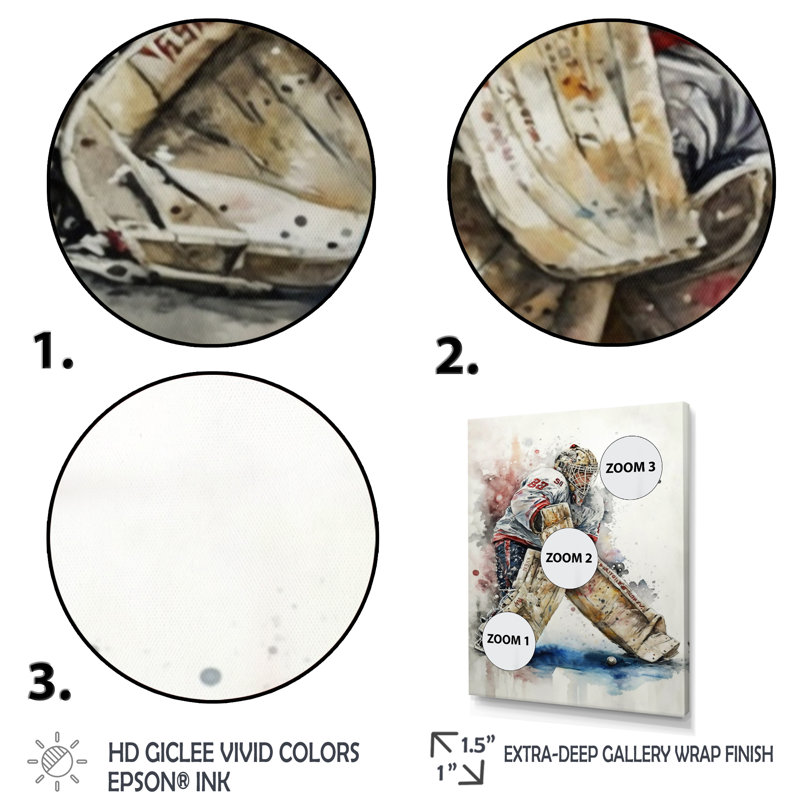 «Hockey Gardien sur glace pendant le jeu I», impression sur toile, H 40 po x l 30 po x P 1,5 po, Toile tendue