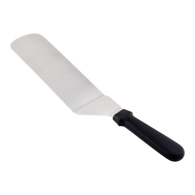Restaurantware-Met Lux 15 Inch Solid Turner, 1 Heat-Resistant Hamburger Turner - With Plastic Handle, Heavy-Duty, Stainless Steel Griddle Spatula, Flip Hashbrowns, Eggs, Crepes, or Pancakes,