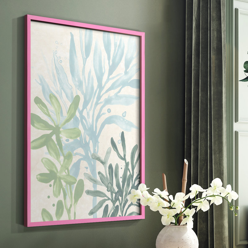 Swaying Seagrass II Framed Print - Solid Wood, Pink, 10" H x 8" W