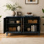 Buffet en rotin, armoire de rangement décorative avec 4 portes en rotin, console avec armoire de rangement