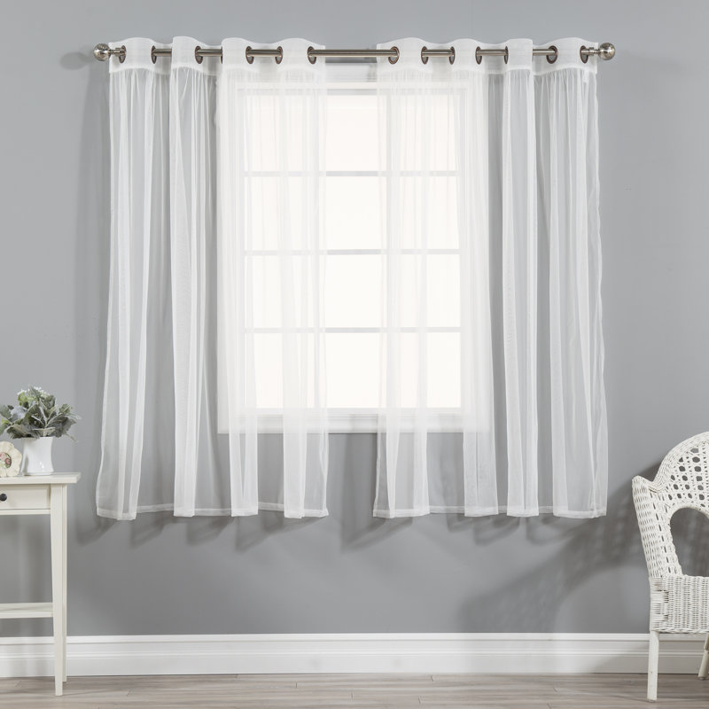 Attell Sheer Curtain Pair, 52" W x 63" L, White