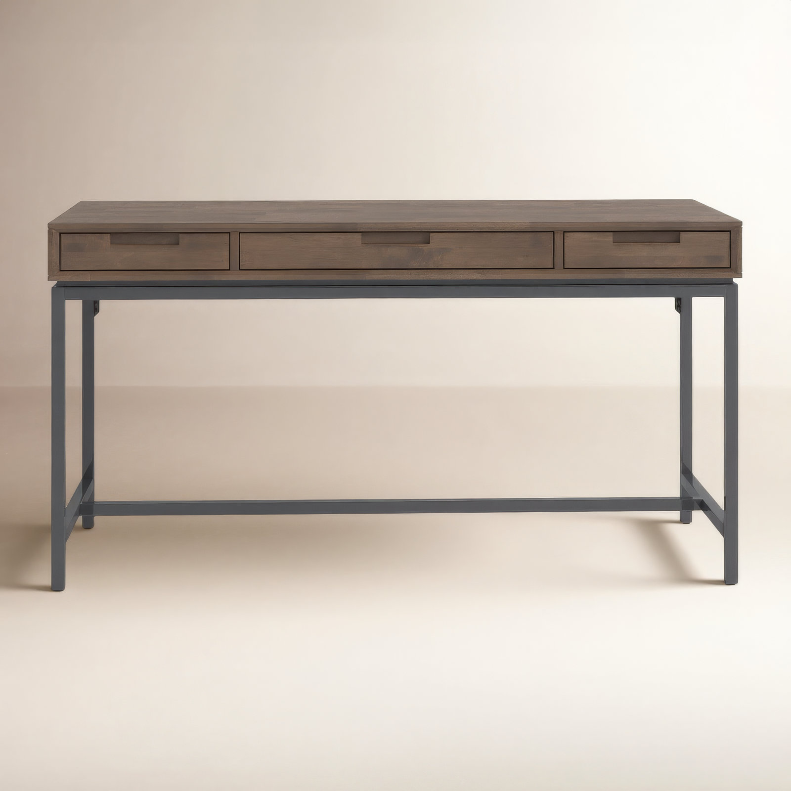 Lars Writing Desk, Walnut Brown/Black, 31.50" H x 60" W x 24" D