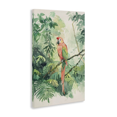  Art mural perroquet rose dans la jungle par LSR Design Studio