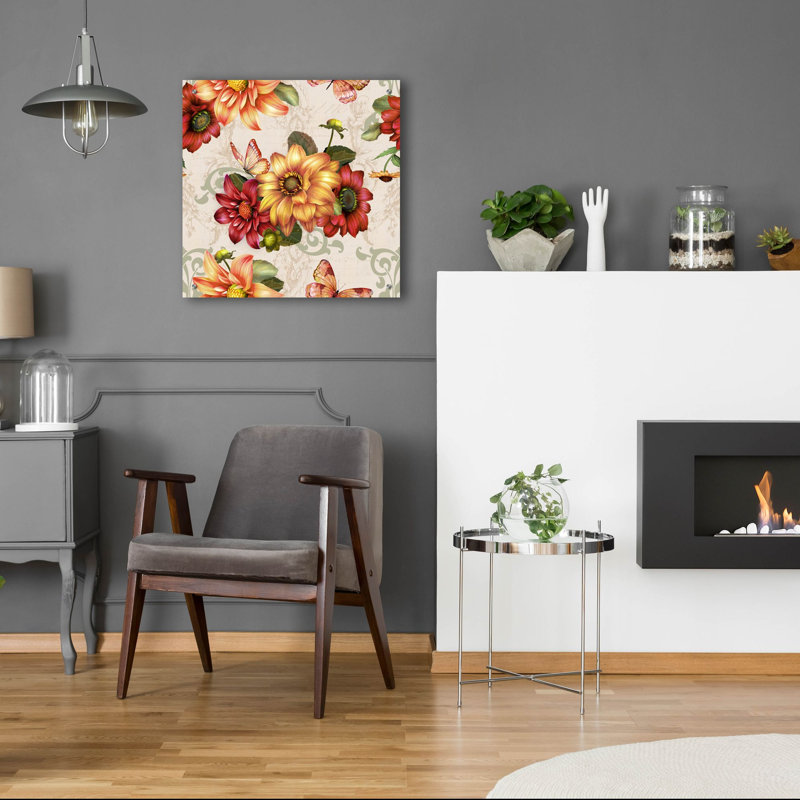 «Autumn Bouquet H» par Jean Plout, art mural en verre acrylique, 24 po x 24 po, 24 po x 24 po