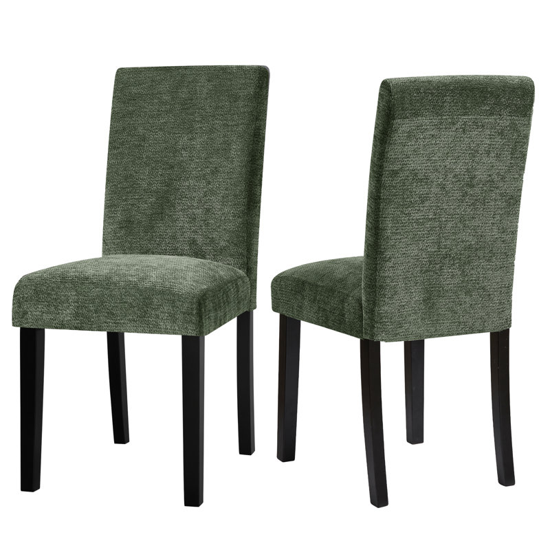 Chaises de salle à manger rembourrées Parsons (ensemble de 2) - Siège en tissu avec pieds en bois massif, chaises d'appoint de cuisine modernes