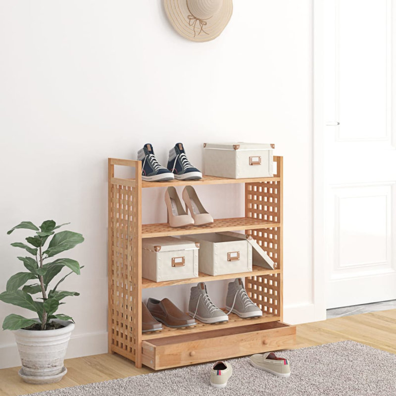8 Pair Solid Wood Shoe Rack
