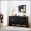 Buffet 60 pouces Mid Century Modern Buffet avec tablettes réglables, meuble télé et motif géométrique