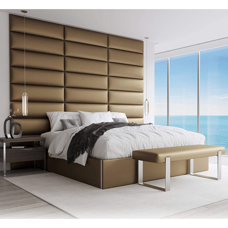 Garen Upholstered Headboard, Super King (6'), Metallic Gold