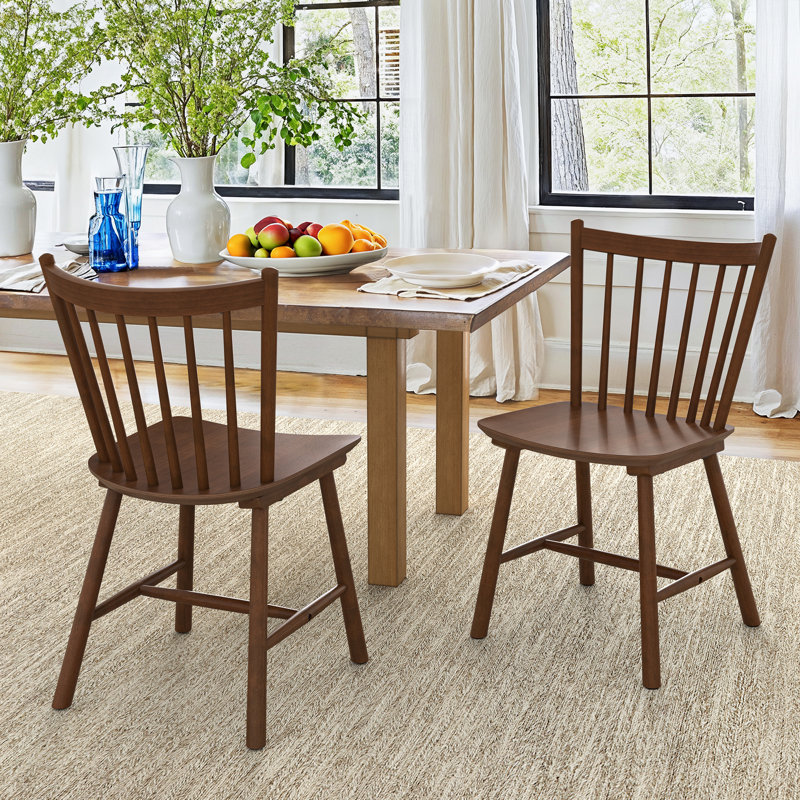 Solid Wood Windsor Back Side Chairs And Dining Chairs, Brown