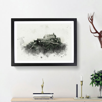 Edinburgh Castle in Scotland in Abstract - Picture Frame Painting Print on MDF