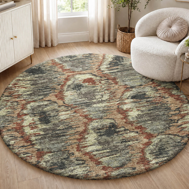 Tapis Dream Shag ADS766 de qualité supérieure, lavable à la machine, motif diamant., Copper, 8' Round