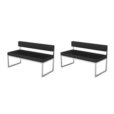 Banc de restaurant en acier inoxydable revêtu de similicuir
