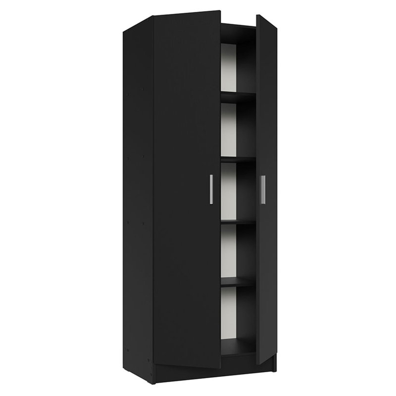 Armoire de rangement pour le garage 2 portes avec 5 tablettes utilitaires Insa Garage, Noir, noir, noir, noir