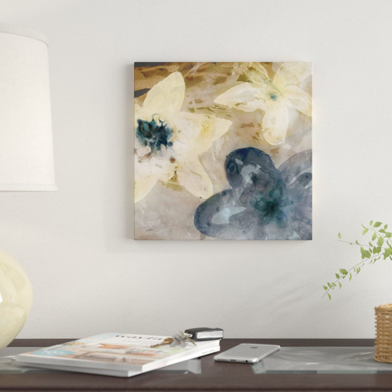 « ink goutte floral i », impression sur toile, H 18 po x l 18 po x P 1,5 po, Toile avec cadre noir, Pas de tapis