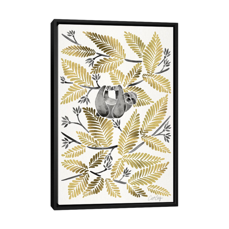 Strickler or paresseux, H 26 po x l 18 po x P 1,5 po, Toile avec cadre noir, Pas de tapis