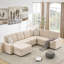 Canapé modulaire modulaire, canapé convertible en U convertible 10 places avec méridienne, accoudoirs, canapé-lit en velours côtelé beige moderne, ensemble de canapé Cloud pour le salon et la chambre à coucher