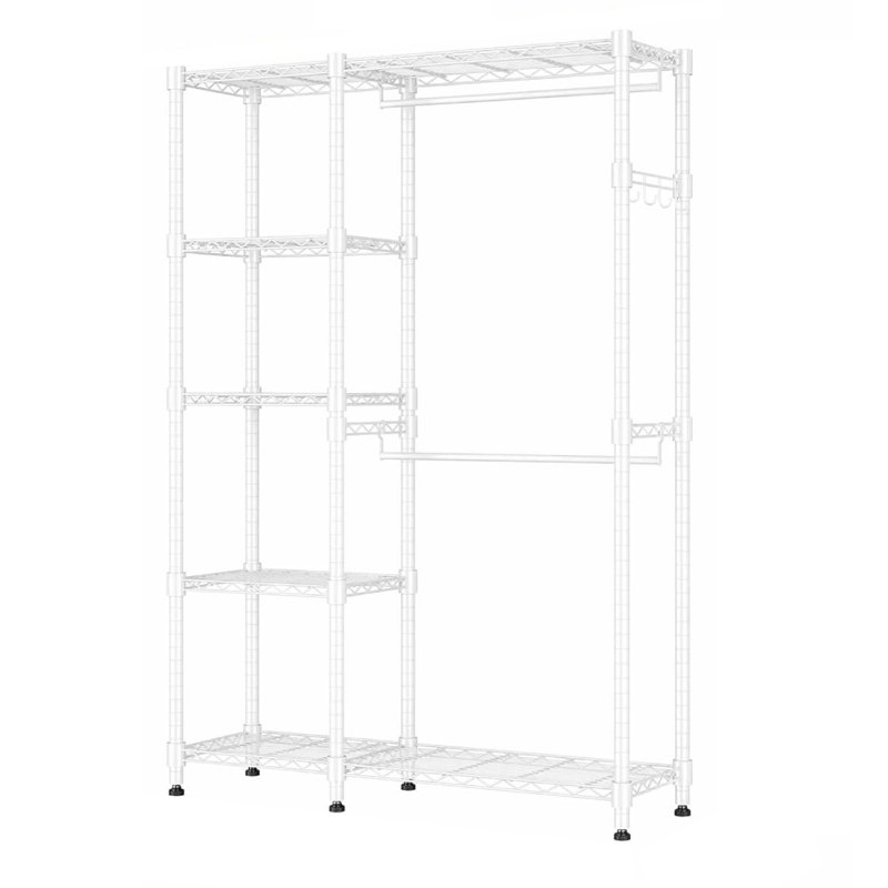 Anjo 114.3 cm Rolling Clothing Rack, White