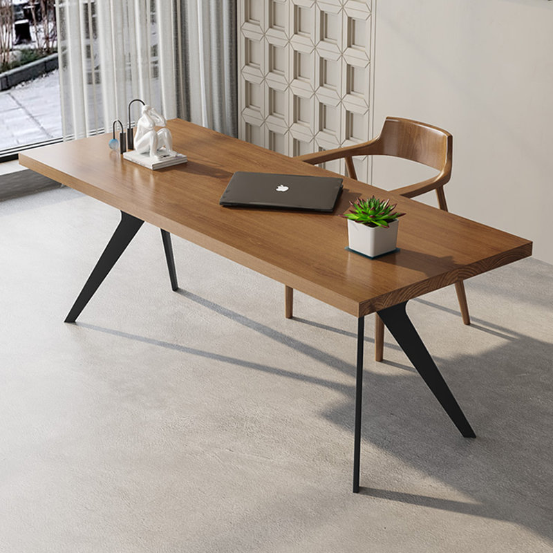 Bureaux rectangulaires en bois massif + fer, Brun, H 29,53 po x l 78,74 po x P 31,5 po