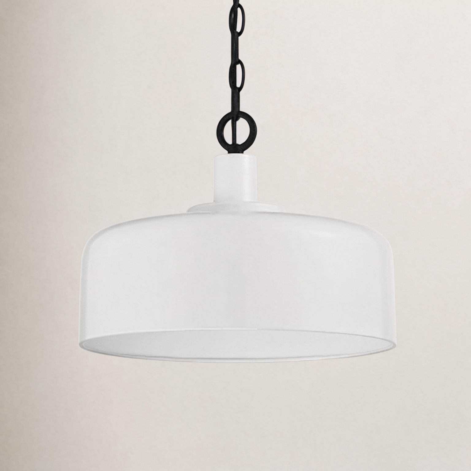 Dellar Dimmable Dome Single Light Pendant, White