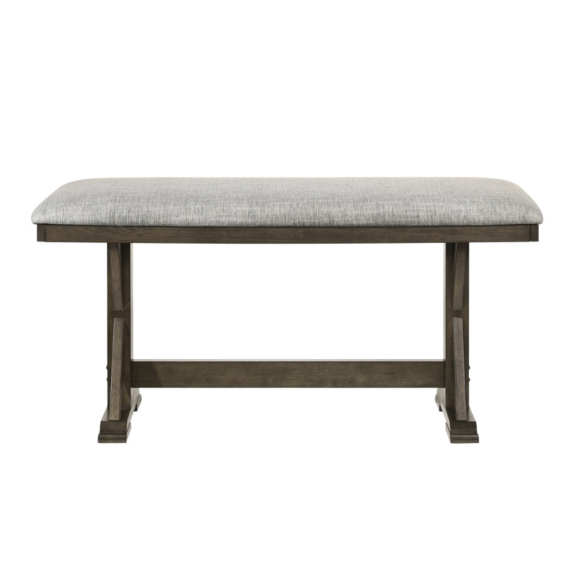 1Pc Brown Counter Height Upholstered Bench With Rustic Style For Contemporary Dining Areas Finish Room