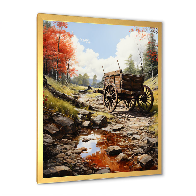 Chariot de transport Rustic Red Us, Cadre doré simple, H 32 po x l 24 po x P 1 po