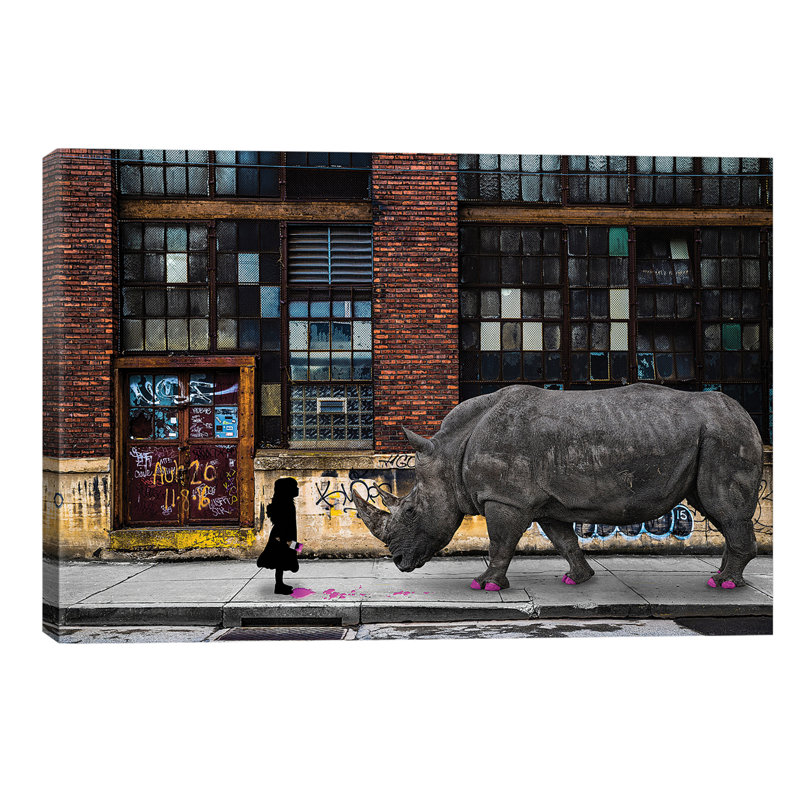 Real Rhinos Wear Pink by Matt Coglianese - Print on Canvas, No Frame, 66.04 cm H x 45.72 cm W x 1.91 cm D
