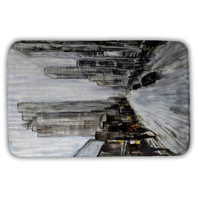 Gray gloomy street Bath Mat with Non-Slip Backing - Quick Dry Memory Foam Bathroom Rug - Absorbent - Modern Plush Spa-Style - Machine Washable