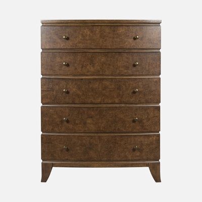 Burl Oak Chest, 5 Drawer Chest of Drawers - Light 