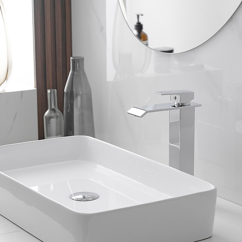 1 Single-handle Bathroom Faucet with Drain Assembly, Polished Chrome