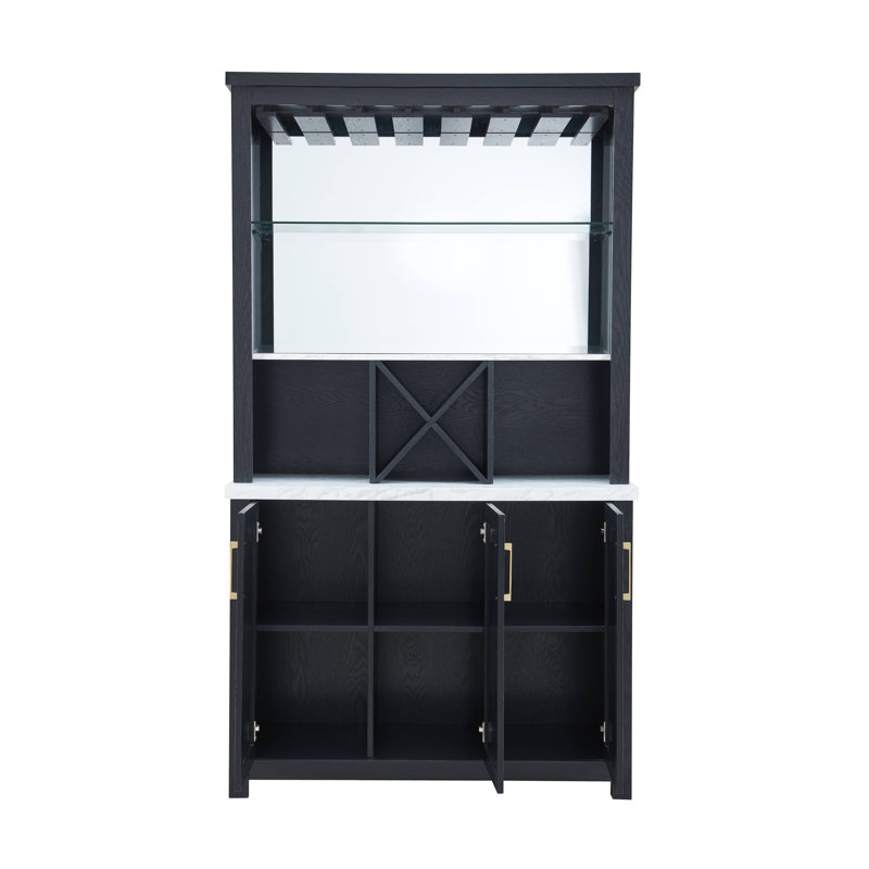 Armoire de bar 41,7 po Bardha, Noir / or