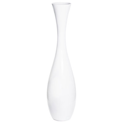 43 Inch Tall White Modern Fiberglass Trumpet Floor Vase