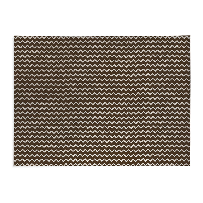 Byrdhill Chevron Wave Low Profile Kitchen Mat, Rectangle 5' x 7', Mocha Brown