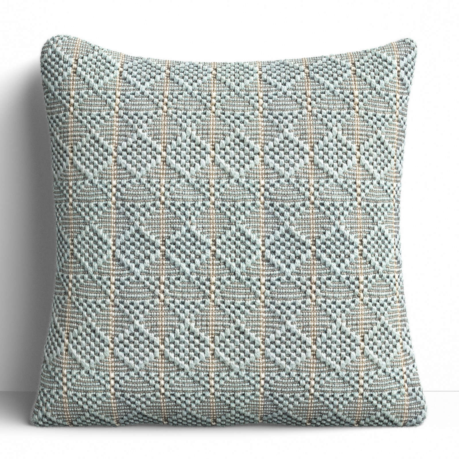 Levon Embroidered Indoor/Outdoor Throw Pillow, Light Blue/Gray, Polyfill
