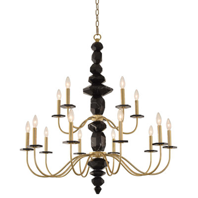 Piedra 15 LT Brushed Brass Tiered Chandelier Allegri