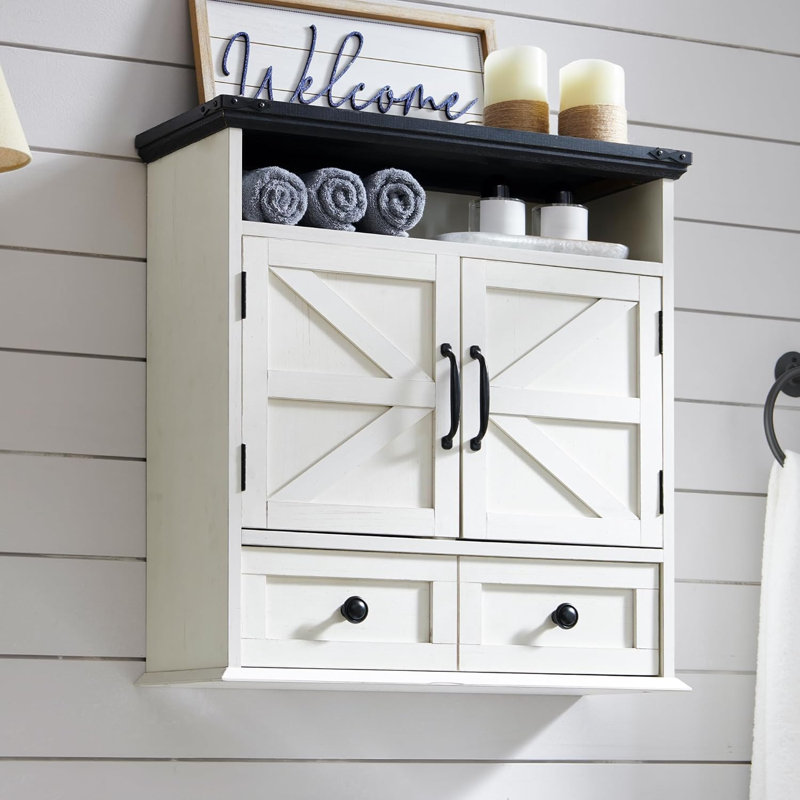 Bathroom Cabinet, White/Black