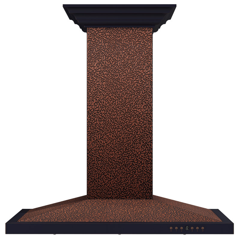 30" 400 CFM Ducted Island Range Hood, Hand-Hammered Copper, 36"