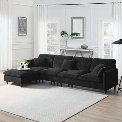 Ensemble de canapé modulaire convertible, ensemble de canapé en L réversible avec coussins gratuits, siège intérieur en chenille avec repose-pieds, appartement,