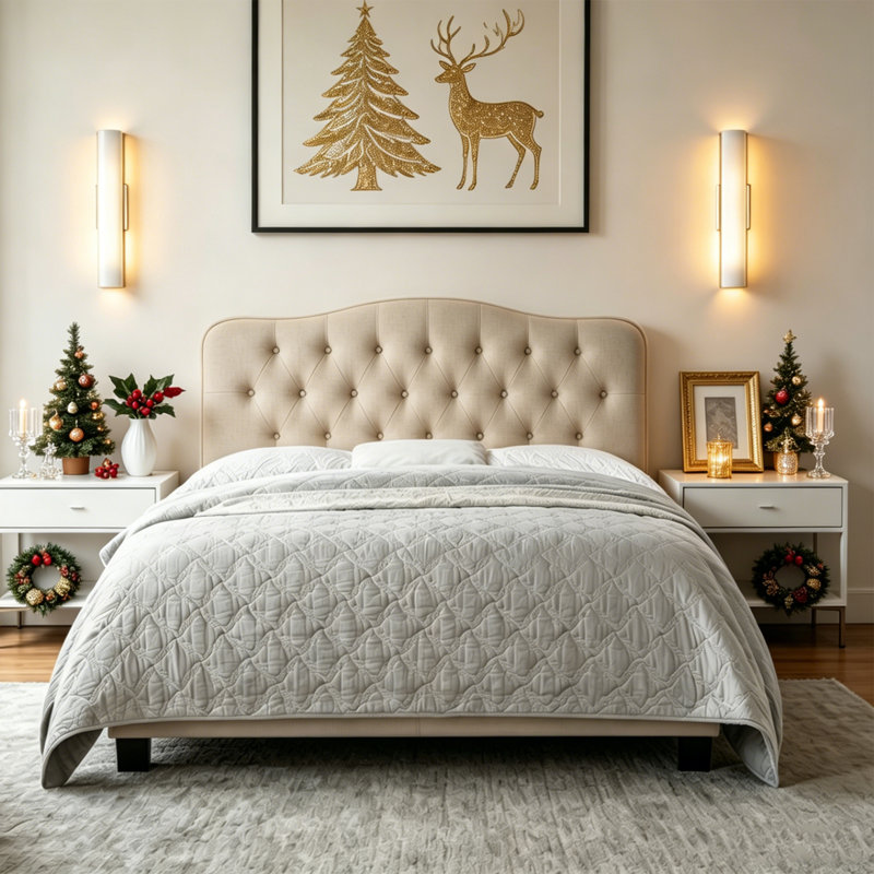 Tête de lit tapissier Cozy, Beige, Queen