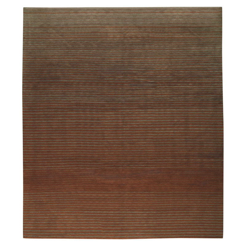 Flip Wool Striped Area Rug in Gray/Red, Rectangle 8' x 10'