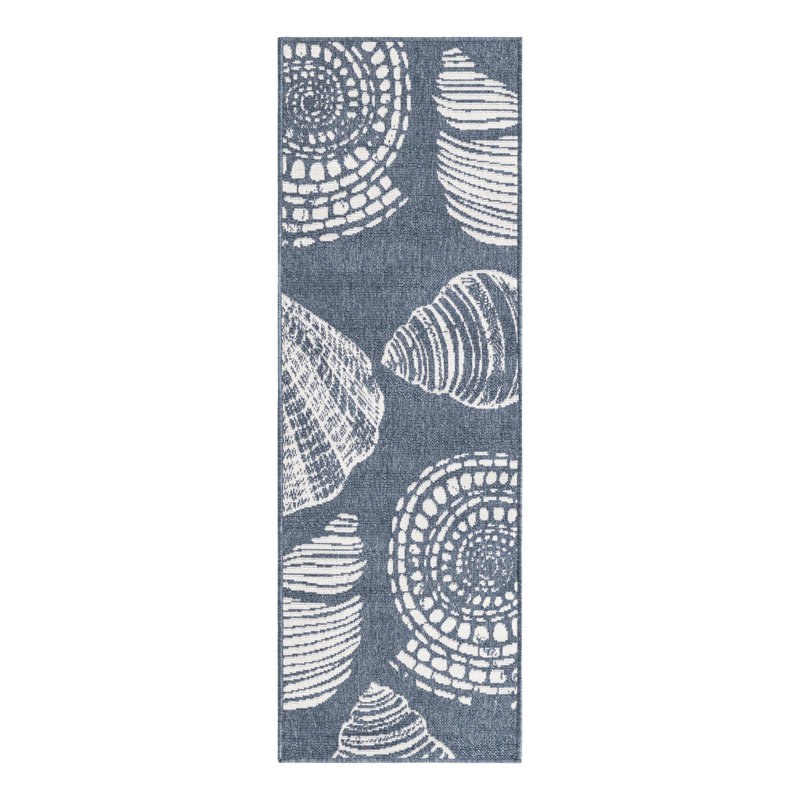 Tapis bleu marine intérieur / extérieur Amaro, Tapis de couloir 2 pi x 6 pi