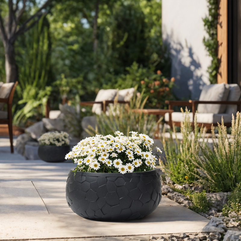 Jardinière ronde noire Beehive, H 8,46 po x l 17,52 po x P 17,52 po