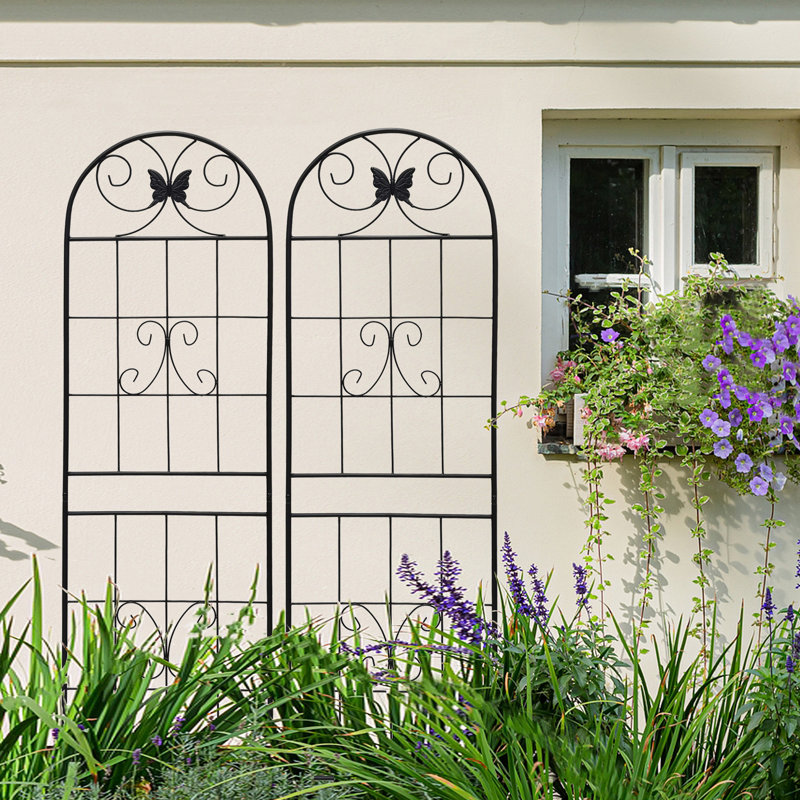 Ensemble de 2 treillis de jardin en métal 71 po x 19,7 po Premier, antirouille pour grimper des fleurs à l'extérieur, noir, procédure d'assemblage simple, avec revêtement galvanisé, paquet d'utilisation polyvalent 19,7 po, rouille - plante d'extérieur