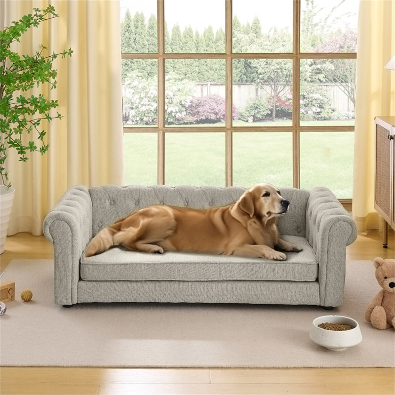 Canapé-lit rectangulaire pour chien, Beige