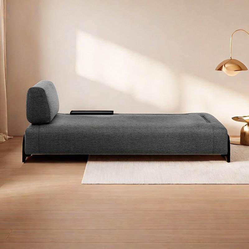 Larges chaises longues d'intérieur, tissu en coton et lin, Gris foncé