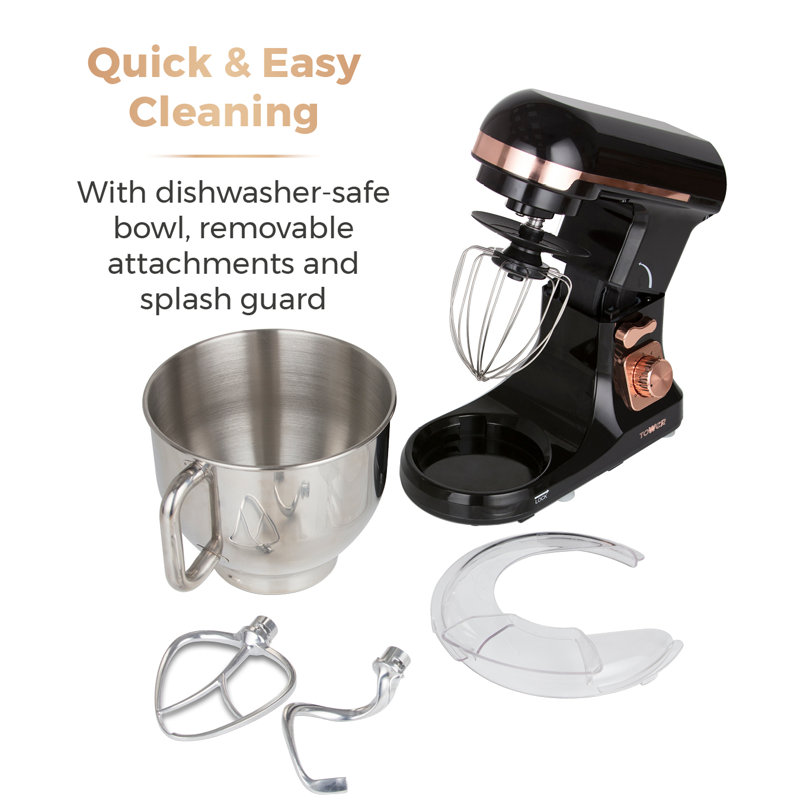 Tower 3-in-1 Stand Mixer with 6 Speeds and Pulse Setting, 1000W