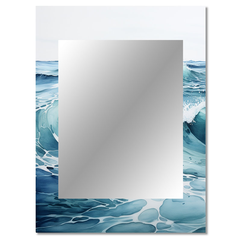 Teal Minimalisme Tranquil Waters - miroir minimaliste, miroir mural unique bleu sarcelle, impression d'art en métal