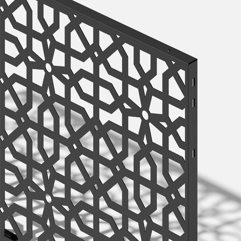 Black Geometric Pattern Folding Privacy Screen Panel