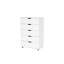 Commode de rangement blanche à 5 tiroirs avec roulettes - Armoire de rangement moderne-2031745799