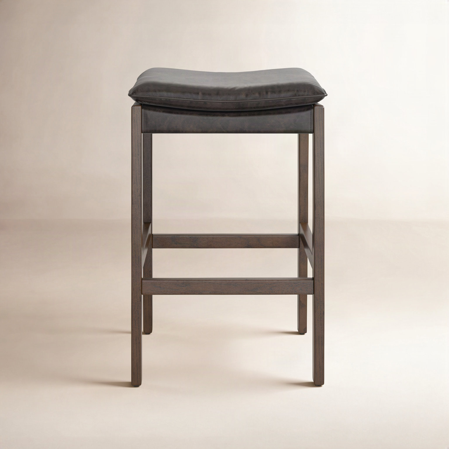 Caricia Bar Stool, Bar Stool (30.71" Seat Height), Genuine Leather Sonoma Black